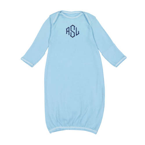 Monogrammed Baby Layette Gown | Baby Blue