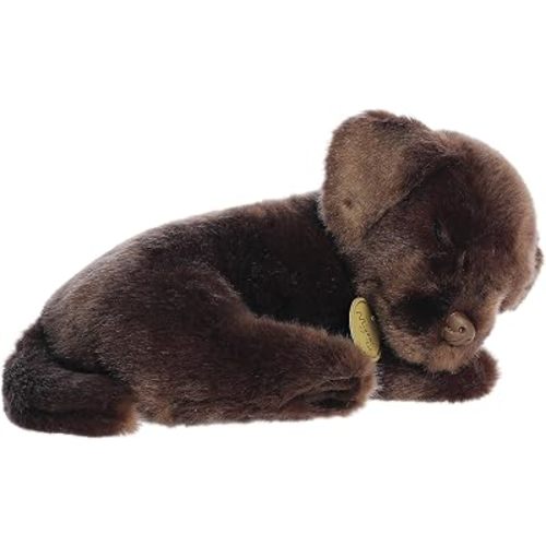 Aurora® Adorable Miyoni® Tots Sleepy Chocolate Lab Pup Stuffed Animal - Lifelike Details Make a Cherished Companion - Perfect for Decorating Bedrooms or Classrooms - 10 Inches