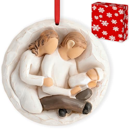 3D Babys First Christmas Ornament 2026 Boy Girl - My 1st Christmas Tree Baby Ornament 2026 for Family of 3-3D Resin Sculpture for First Time Dad Mom New Parents Gifts