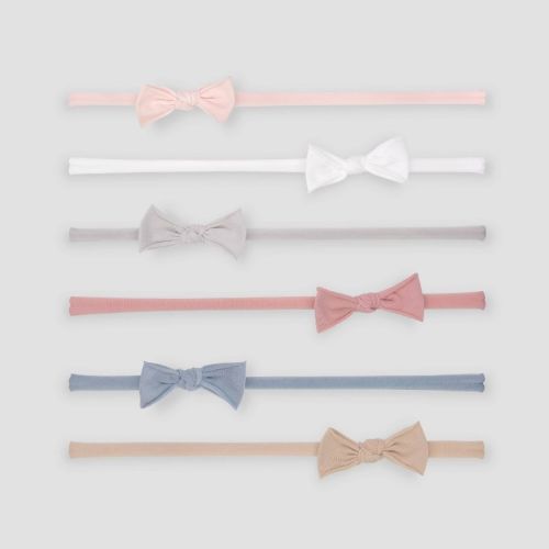 Carter's Just One You® 6pk Baby Girls' Nylon Bow Headwrap - 0-12M: Solid Polyester Headbands