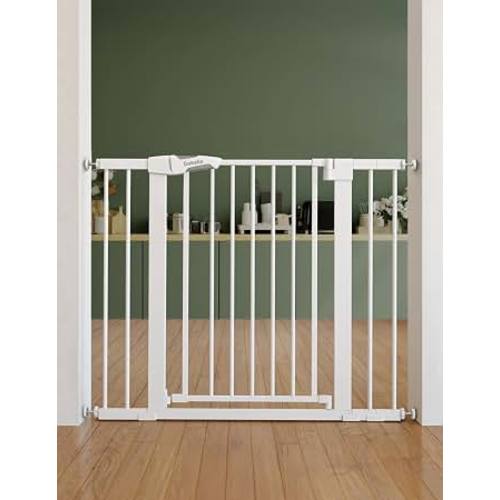 Amazon.com: Babelio 26-40" Pressure Mounted Baby Gate for Stairs, PressGuard Dog Gate | Triple-Lock, Pressure/Wall Mount No Drilling, Heavy Duty, Auto Close, Easy Install for Doorways/Kitchens/Hallway, White