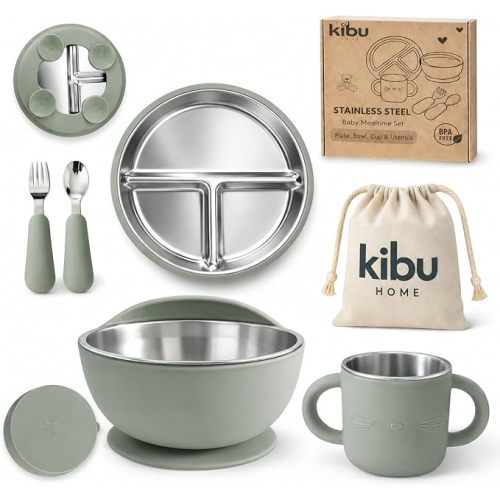304 Stainless Steel Baby Feeding Set, Green