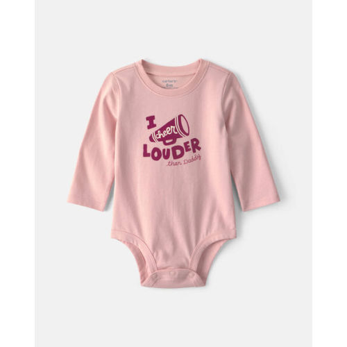 Baby Girl 'I Cheer Louder' Long-Sleeve Graphic Bodysuit - Pink | Carter's