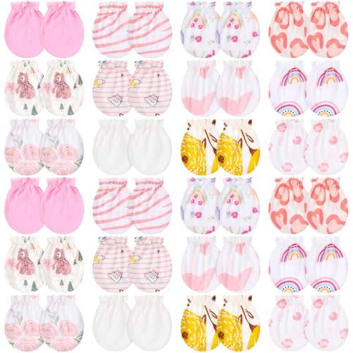 Geyoga 24 Pairs Newborn Baby Mittens No Scratch