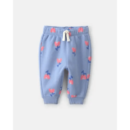 Baby Girl Floral Fleece Pants - Blue | Carter's