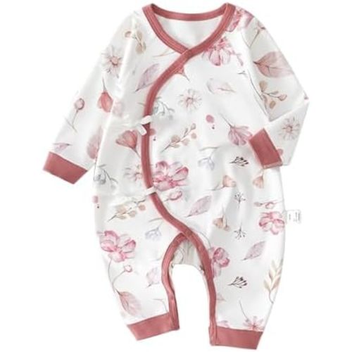 100% Organic Cotton Soft 0-6 Months Baby Romper Jumpsuits for Boys and Girls Unisex Long Sleeve
