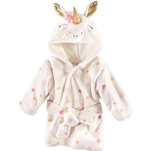Luvable Friends Unisex Baby Plush Bathrobe, Stars Unicorn, 0-9M