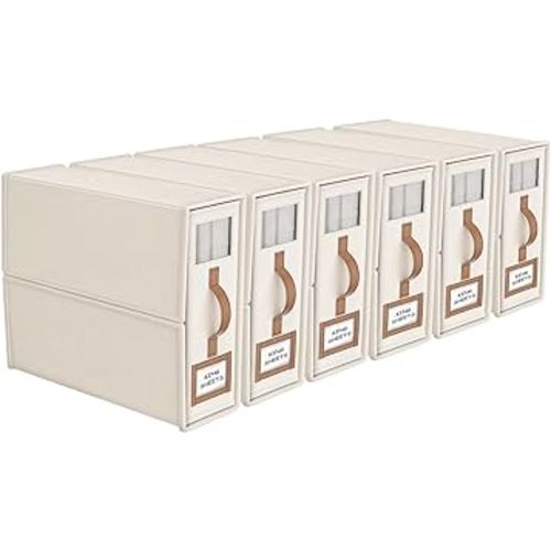 6 Pack Bed Sheets Organizers And Storage (King Size),Foldable Sheet Organizer With Handle For Linen Closet,Bedding Organizer Storage For Sheets, Duvet Cover (Beige, XCDSN-002