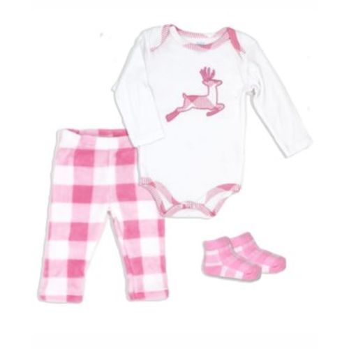 Baby Boys or Baby Girls Buffalo Plaid Bodysuit, Pants and Socks, 3 Piece Set