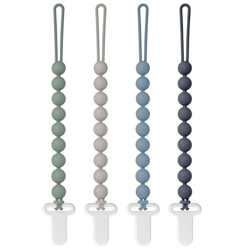 Pacifier Clips Silicone, 4-Pack Pacifier Holder Clip with Stylish Round Design, 100% Food Grade Silicone, Safe Essentials for Newborns Baby Boys and Girls