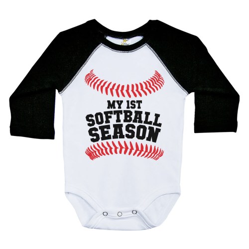 Softball Raglan Onesie®, My FIRST SOFTBALL SEASON, Long Sleeve Raglan Onesie®, Softball Baby Onesie®, Baby Shower Gift, Softball Baby Gift