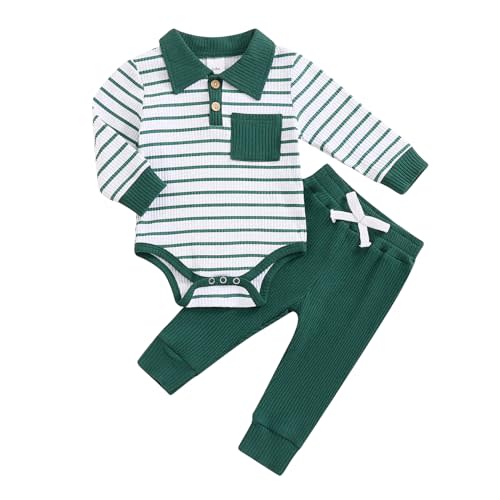 Newborn Baby Boy Girl Clothes Ribbed Knitted Long Sleeve Romper Pants Solid Cotton Infant Fall Winter Outfits 2Pcs