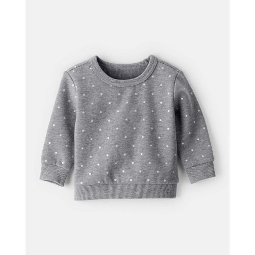 Baby Girl DayDream Fleece Polka Dot Sweatshirt - Grey - Carter's | Carter's