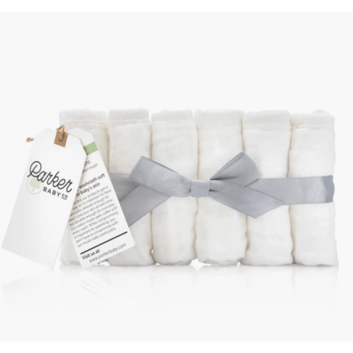 Muslin Cotton Baby Washcloths in white- 6 Pack