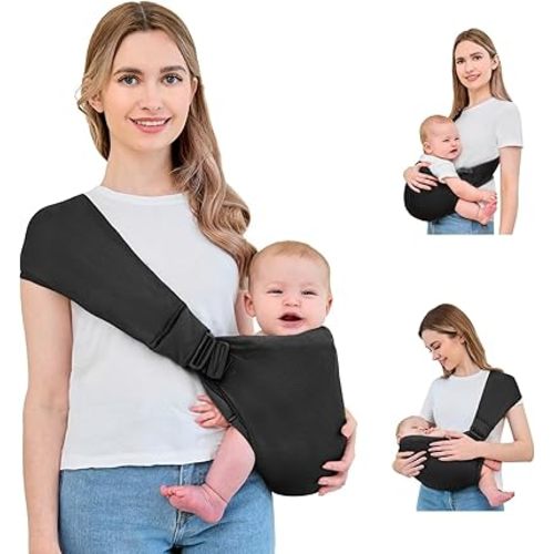 Baby Sling Carrier, Baby Carrier Newborn to Toddler, Mesh Toddler Carrier, Lightweight Breathable Summer Baby Wraps Carrier, Baby Carriers One Size Fits All (Black)