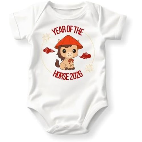 Year of The Horse 2026 Baby Bodysuit, Baby Horse Outfit for Newborn Clothes, Lunar New Year Zodiac
