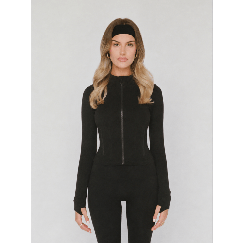 organic cotton zip jacket - black