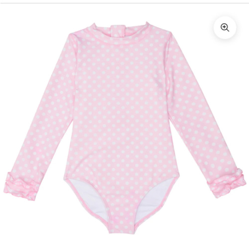 Girls Long Sleeve Surf Suit (One Piece Bodysuit) | "Pink Sassy Surfer"