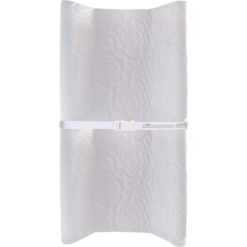 LA Baby Contoured Waterproof Diaper Changing Pad, 30" with Easy to Clean Quilted Cover - Made in USA. Non-Skid Bottom, Safety Strap, Fits All Standard Changing Tables/Dresser Tops, White