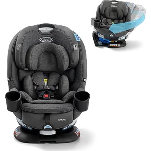 Graco Turn2Me 3-in-1 Rotating Convertible Car Seat, Manchester, Rear-Facing Rotation, Forward-Facing Mode, Highback Booster Up to 100 lbs, Adjustable Headrest & Harness, Steel Reinforced Frame