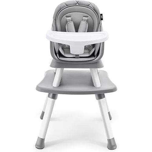 HARPPA 6 in 1 Baby High Chair, Convertible Infant Feeding Chair for Babies & Toddlers Table, Dining Booster Seat with Removable Tray, Grey