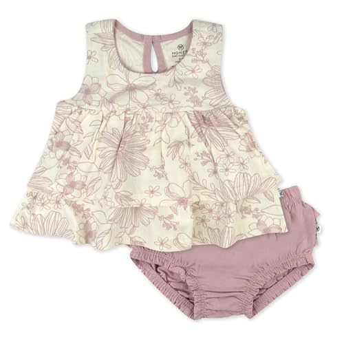 HonestBaby Baby Boys' 2-piece Flutter Tee, Dress With Ruffle Diaper Cover 100% Organic Cotton