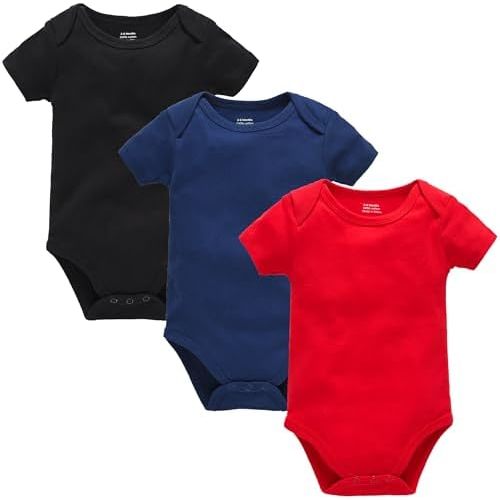 kavkas Baby Bodysuits Long and Short Sleeve Basic Cotton One-piece for Infant and Toddler Newborn Clothes 3 Pack