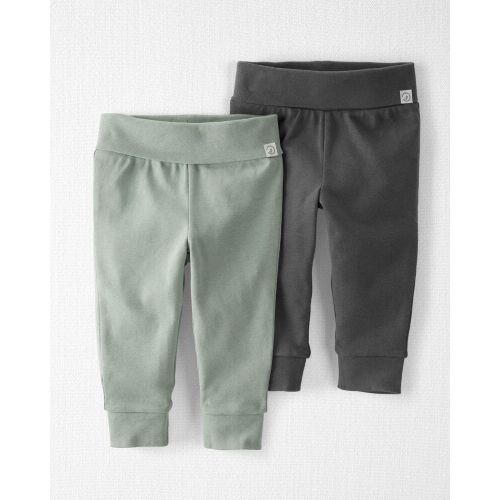 2-Pack Organic Cotton Grow-With-Me Pants - Meadow, Charcoal