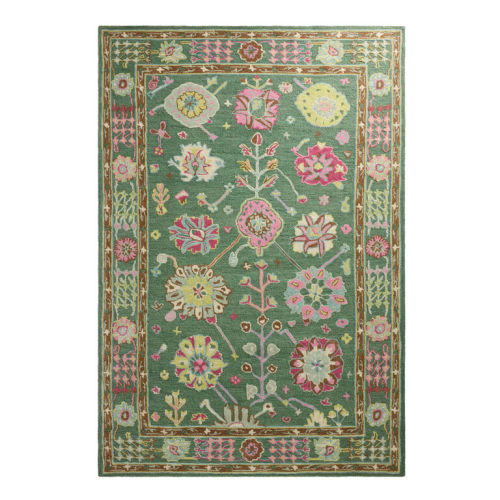 Beatrix Green Multicolor Floral Hand Tufted Wool Area Rug