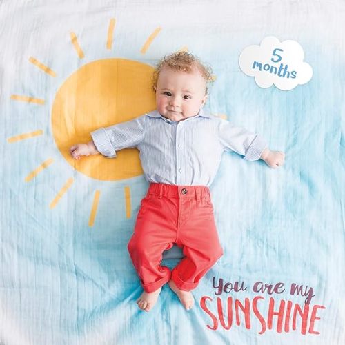 lulujo Baby’s First Year Milestone Blanket and Card Set | 40in x 40in (You are My Sunshine) - You Are My Sunshine