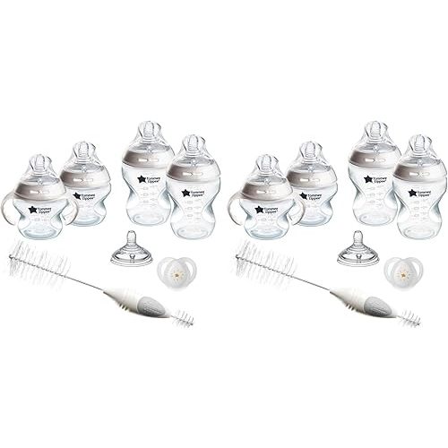 Tommee Tippee Closer to Nature Baby Bottle, Anti-Colic Valve, Breast-Like Nipple for Natural Latch, BPA-Free - Extra Slow Flow, 5 Ounce (2 Count) (Pack of 2)