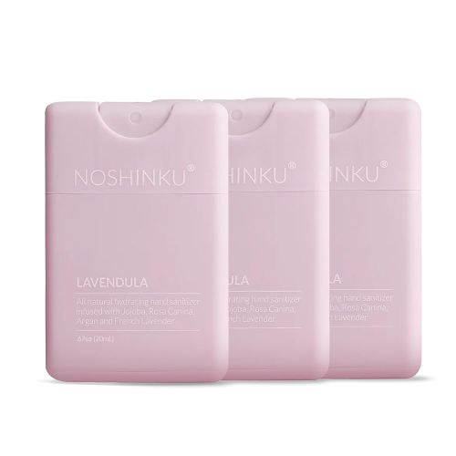 Noshinku Refillable Pocket Hand Sanitizer Lavender 3-Pack | Antibacterial Sanitizing Mist with Moisturizing Botanical Oils | FDA Registered | Sugarcane Derived Alcohol | Travel Size