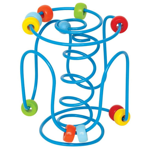 Hape Spring-A-Ling- Wooden Beads & Blue Spiral Wire Maze