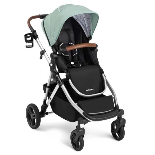 Single-to-Double Stroller 2.0 + Cup Holder - Sage Canopy with Watercolor Interior Pattern
