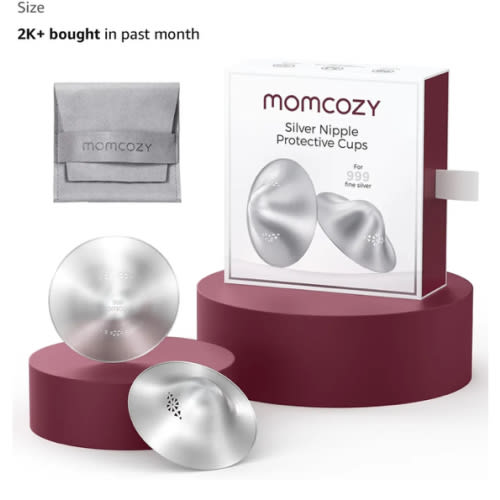 Momcozy 999 Silver Nursing Cups Original Perforated Breathable Design, 999 Silver Nipple Cover for Breastfeeding Essential, Silver Nipple Shield for Nursing Newborn, Metal Nipple Shields, Regular Size