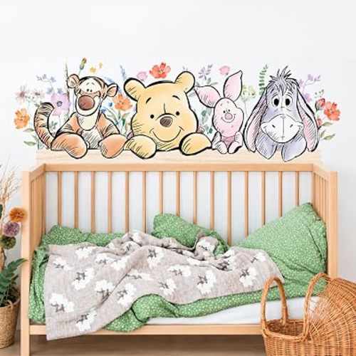 Winnie Wall Stickers for Kids, Winnie Character Wall Stickers, The Pooh Party Decorations, Winnie Removable Stickers for Baby Kids Nursery Children Room Bedroom Living Room Playroom Wall Decoration