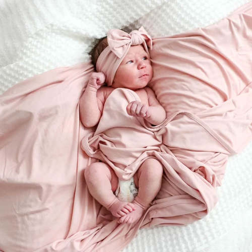 Solid Petal Pink Bamboo Knit Swaddle Blanket