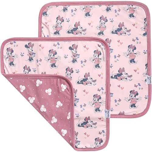 Copper Pearl 3-Layer Knit Security Blanket Set Sized 16" x 16" 2-Pack Minnie Mouse