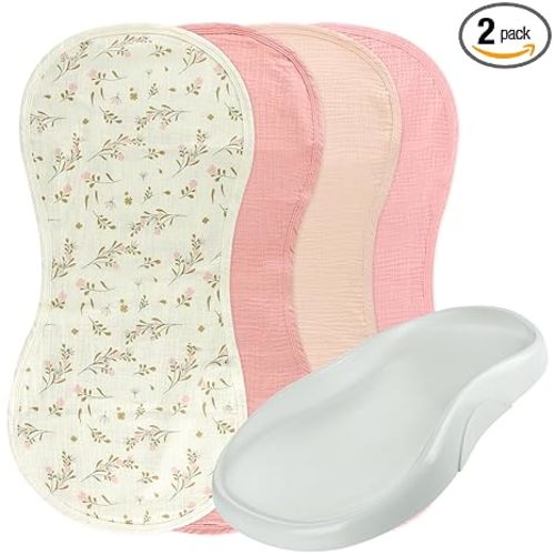 4-Pack Muslin Changing Pad Liners, Extra Thick & Ultra Soft for Warm Comfort, Waterproof Diaper Mat for Keekaroo Peanut & All Standard Baby Changers, 2-Sided Reusable (Pink)