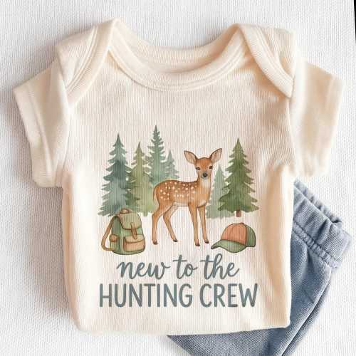 New to the Hunting Crew Baby Onesies® - Cute Deer Hunting Buddy Bodysuit