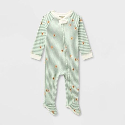 Baby Gingerbread Striped Ribbed Holiday Matching Family Footed Pajama - Wondershop™ Cream