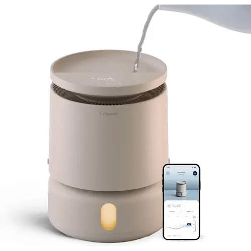 BLUEAIR Room Humidifier - DreamWell - 48Hr Top-Fill Mist-Free InvisibleMist Technology Aroma Stone for Essential Oils and Soothing Mood Lighting - Quiet Operation for Bedroom and Home Use, Beige