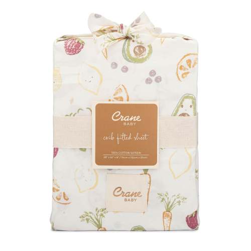 Clementine Fruits & Veggies Cotton Fitted Crib Sheet - Crane Baby