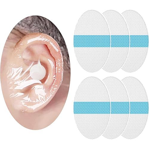 saicheek 60-Pack Upgarde Silicon-Gel Material Easy to Take Off Baby Ear Covers with Cotton Ball,Baby Shower Cap Ear Protection for Kids,Water-proof Ear Stickers for Bath Swimming (60Pcs)