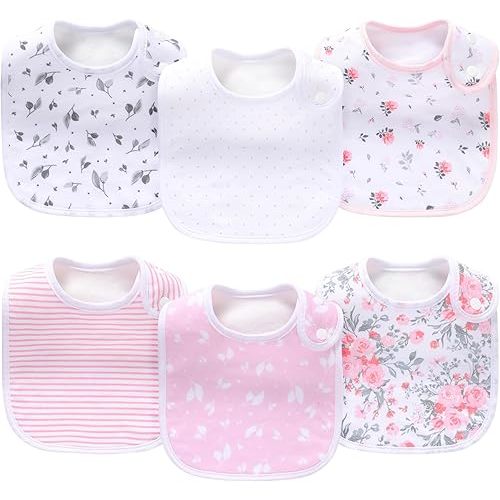 Pack of 6,Baby Bibs,Unisex,Soft and Absorbent,Adjustable,Easy to Use