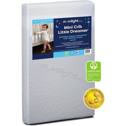 Moonlight Slumber Little Dreamer Mini Crib Mattress Cover - 100% Waterproof and Hypoallergenic - Fits 24"x 38"x 5" - Mattress Not Included