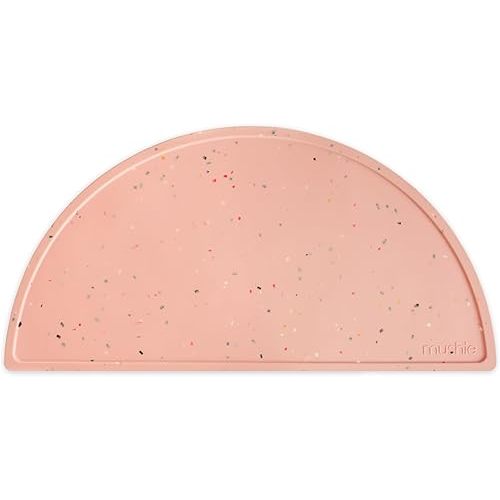 mushie Silicone Placemat for Kids | BPA-Free Non-Slip Design (Powder Pink Confetti)
