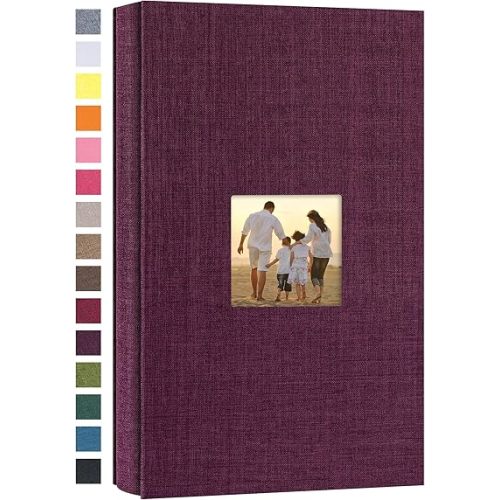 potricher Small Photo Album 4x6 300 Photos Linen Cover Picture Photo Book for Family Wedding Anniversary Baby Vacation (Purple,300 Pockets)