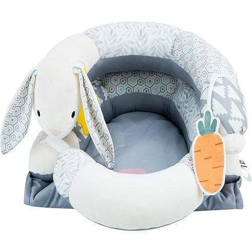 Lovvie & Joy 2-in-1 Tummy Time Mat & Seated Support Pillow,Baby Tummy Time Pillow Support for Newborns and Older Babies,with Detachable Support Pillow and Toys Rabbit