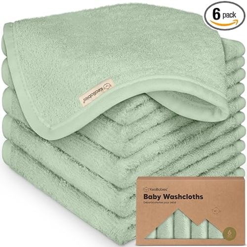 6-Pack Baby Washcloths – Soft Absorbent Viscose from Bamboo Washcloths for Face, Body, Baby Towels for Newborn, Kids, Toddlers, Infant, Gentle on Sensitive Skin, 10x10 Reusable Face Towels (Pistachio)